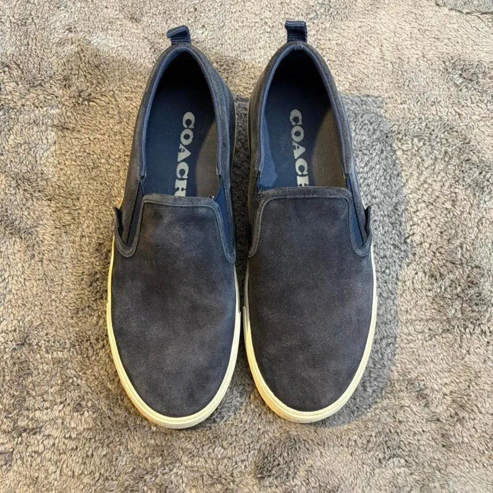 Navy‎ blue Coach suede flat Skate shoes